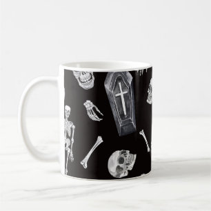Mug Crânes déplaisants : Motif d'aquarelle d'Halloween