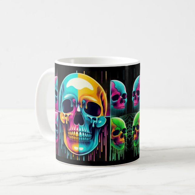Mug Crânes électriques : Une Vibe d'Halloween audacieu (Devant gauche)