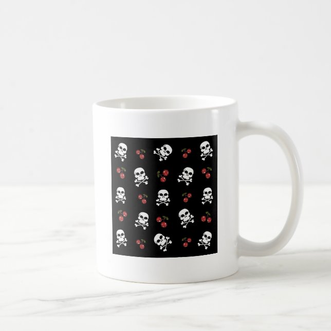 Mug Crânes et cerises Rockabilly RAB sur fond noir (Droite)