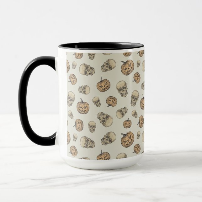 Mug Crânes et Citrouille Motif d'Halloween (Gauche)