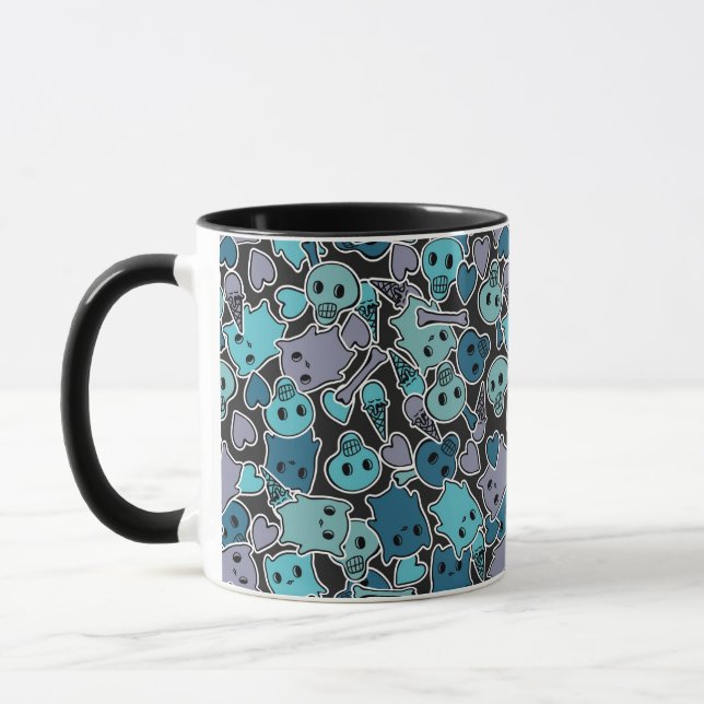 Mug Crânes, et coeurs sur l'arrière - plan noir 2 (Gauche)