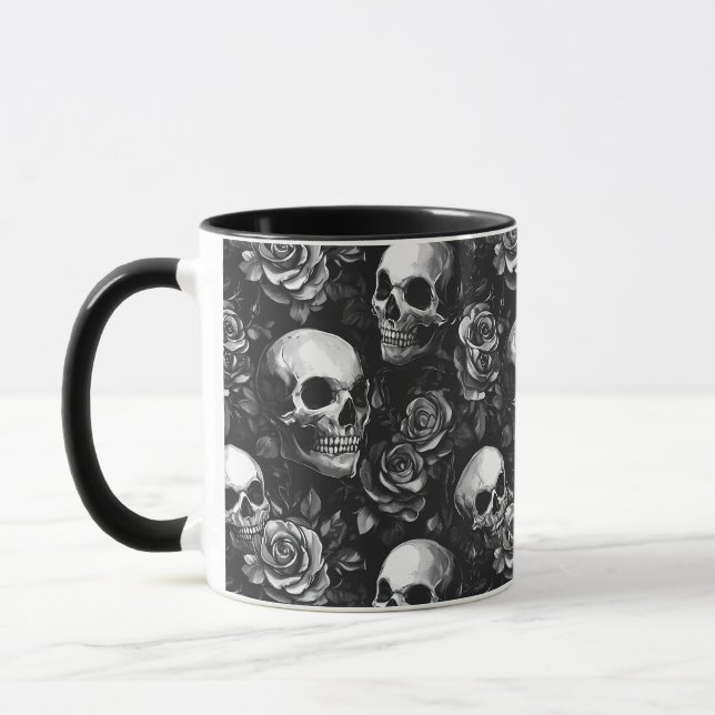 Mug Crânes Et Halloween Noir Rose (Gauche)