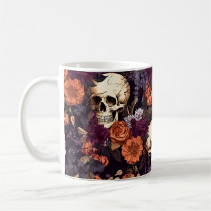 Mug Crânes gothiques Chute Florales Sombre Halloween