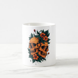 Mug Crânes Jumeaux Floral Gothique