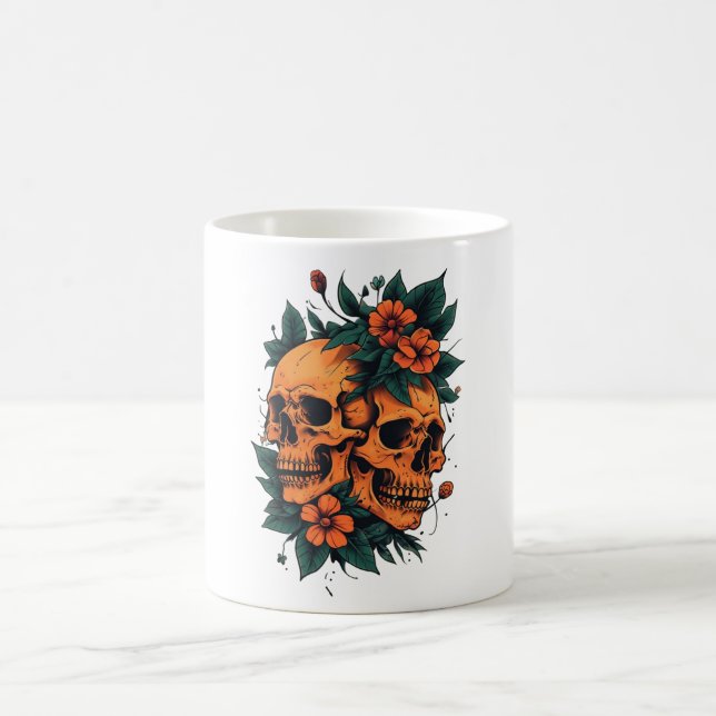 Mug Crânes Jumeaux Floral Gothique (Centre)