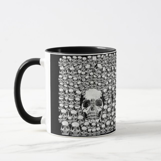 MUG CRÂNES MUR MORT MORTS SQUELETTE NOIR BLANC (Gauche)