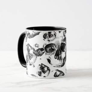Mug Crânes noirs et blancs Squelette Motif d'art crâne