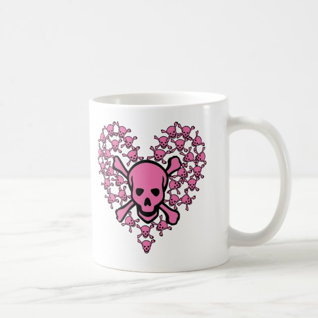 Mug Crânes roses dans la forme de coeur (Droite)