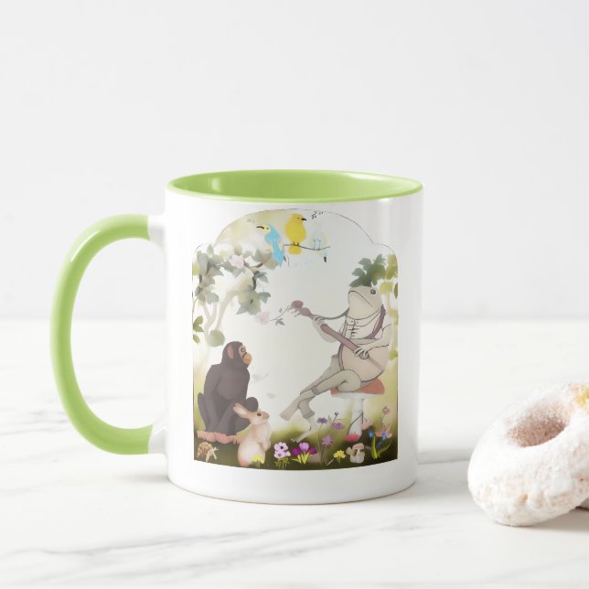 Mug Crapaud grenouille jouant du banjo avec des animau (Avec donut)