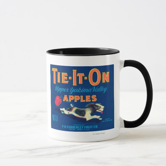 Mug Cravate It On Apple Étiquette (bleu) - Tieton, WA (Droite)