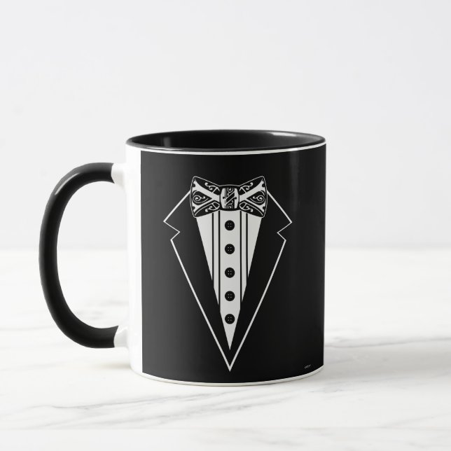 Mug Cravate noir et blanc avec Tux (Gauche)