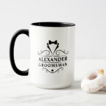 Mug Cravate noire Groomsman<br><div class="desc">Mariage Groomsman Cravate noire Gros café Mug</div>