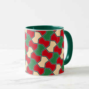 Mug Cravate Orientale Rouge Vert Bow Art vectoriel géo