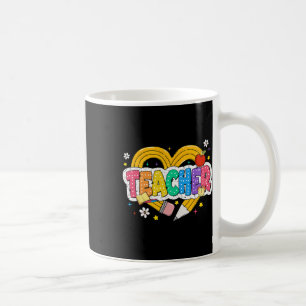 Mug Crayon à coeur de professeur rétro coloré groovy é