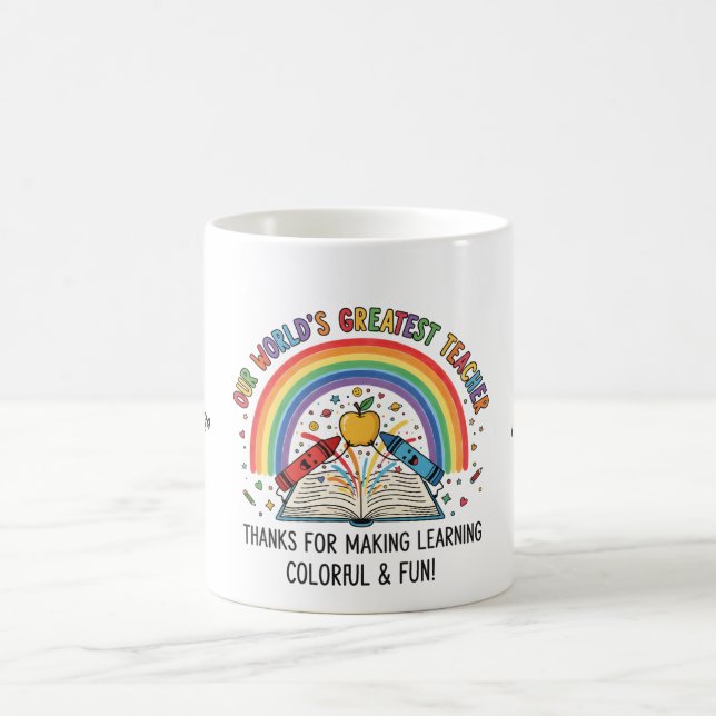 Mug Crayon Arc-en-Ciel Pomme Meilleur Professeur du Mo (Centre)