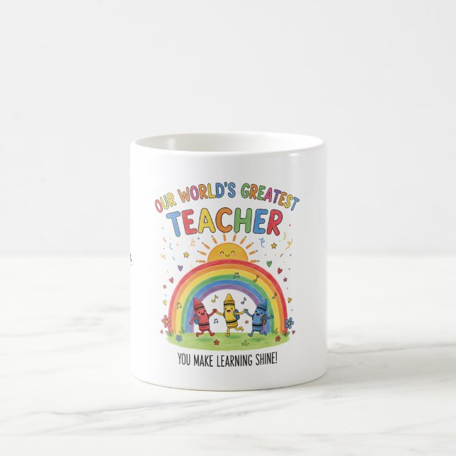 Mug Crayon Arc-en-Ciel Soleil Meilleur Professeur du M (Centre)