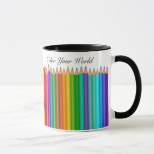Mug Crayon couleur 2 Zones de texte Personnaliser Nom