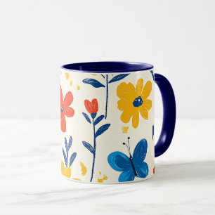 Mug Crayon et fleurs de papillon