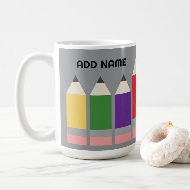 Mug Crayon Moderne avec Nom du Professeur (Avec donut)