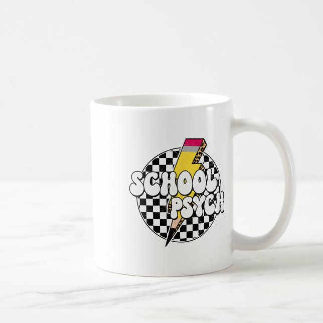Mug Crayon Psychologue Scolaire À Carreaux Éclair (Droite)