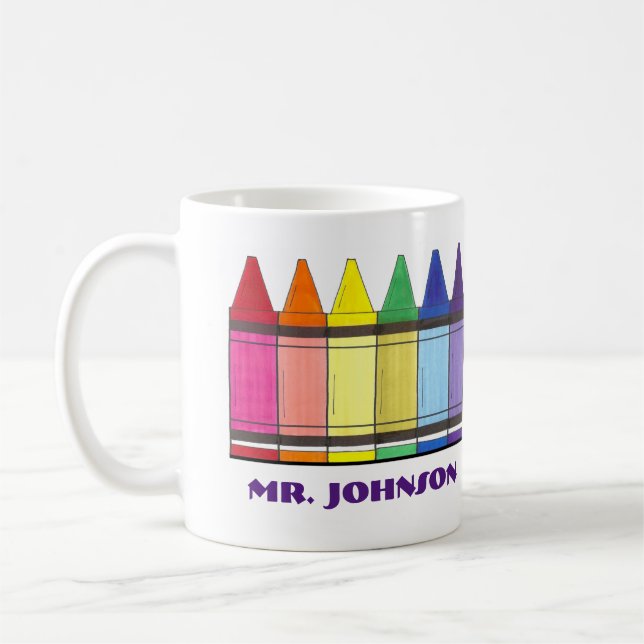 Mug Crayons arc-en-ciel personnalisés Artiste enseigna (Gauche)