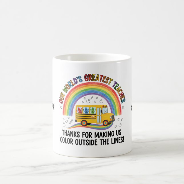 Mug Crayons de bus arc-en-ciel Professeur le plus géni (Centre)