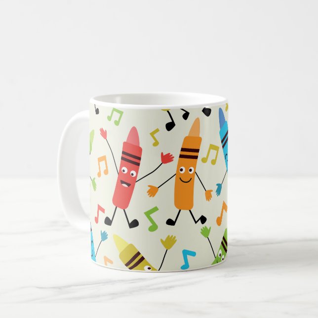Mug Crayons de danse amusants avec professeur de notes (Devant gauche)