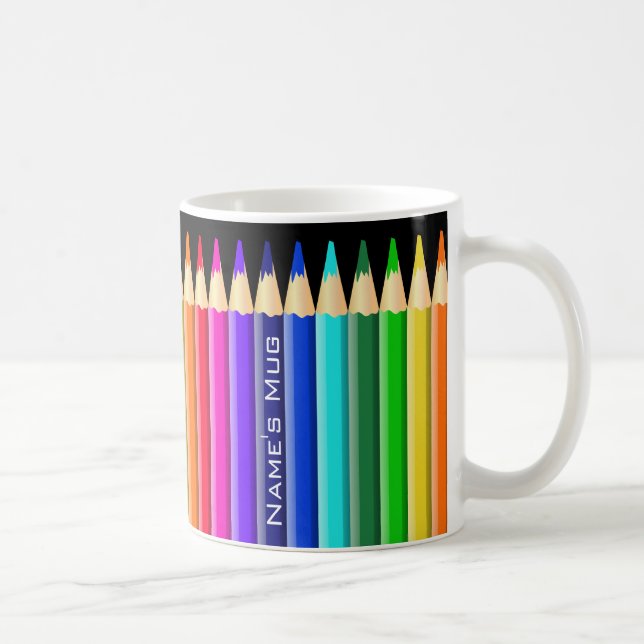 Mug Crayons multicolores de crayon (nom facultatif) (Droite)