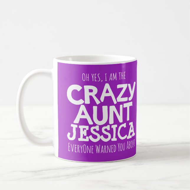 Mug Crazy aunt avertissement personnalisé nom de coule (Gauche)