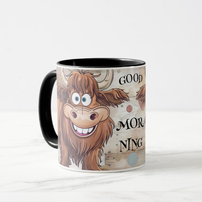 Mug Crazy Cartoon Highland Cow (Devant gauche)