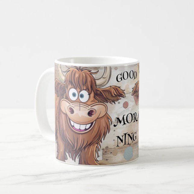 Mug Crazy Cartoon Highland Cow (Devant gauche)