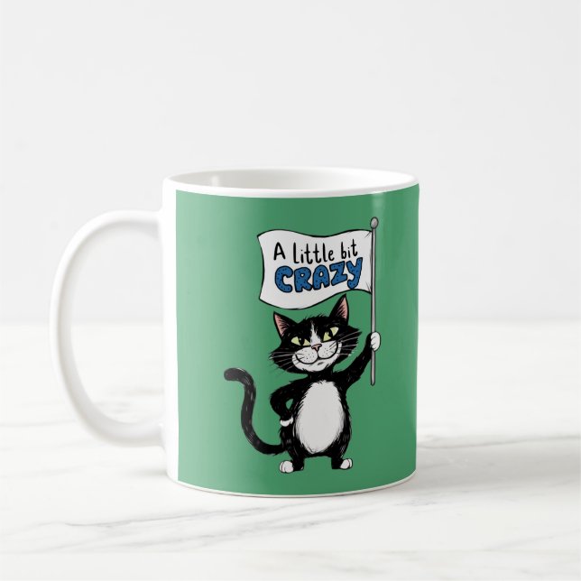 Mug Crazy cat, amoureux de les chats noirs et blancs (Gauche)