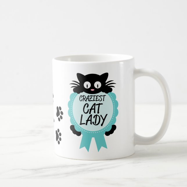 Mug Crazy Cat Lady Craziest Award Empreinte de patte D (Droite)