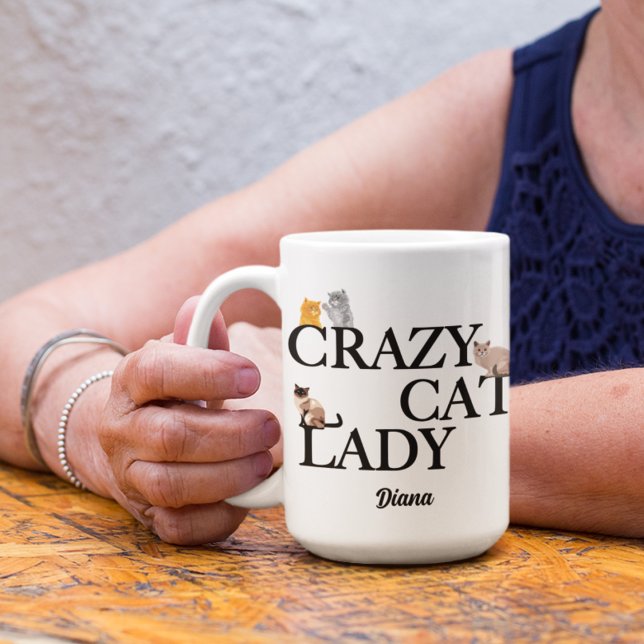 Mug Crazy Cat Lady Cute Personnalisé (Créateur téléchargé)