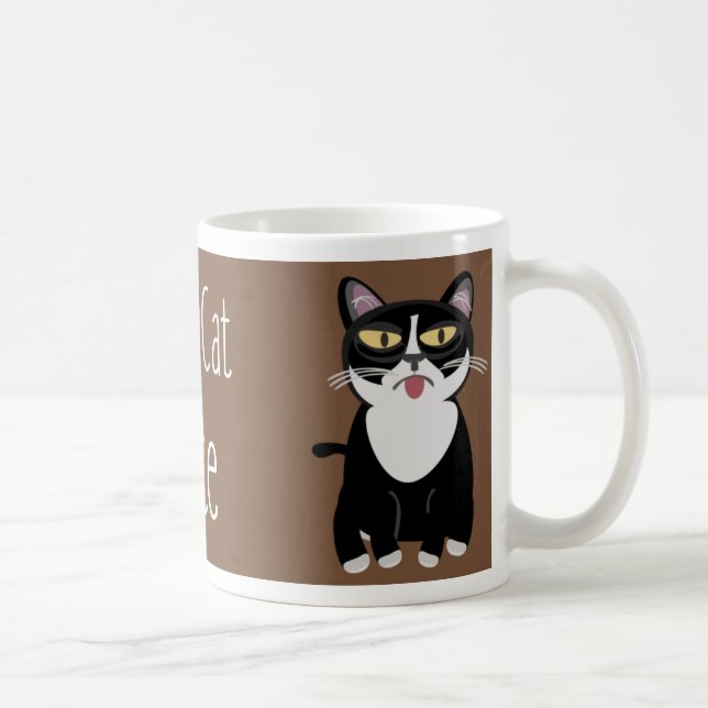 Mug Crazy Cat Latte Funny Kitty Slogan Dessin (Droite)