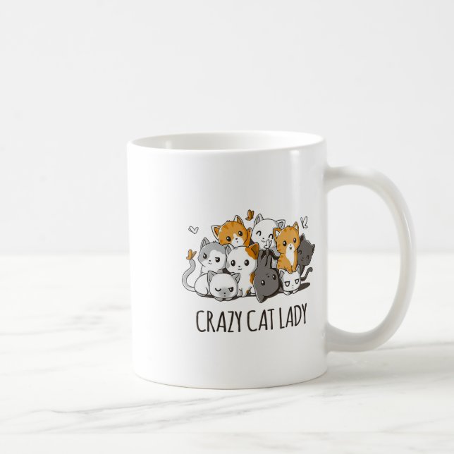 Mug Crazy Chat Lady Cute Anime Kitty Chat T Chemise (Droite)