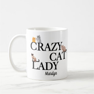 Mug Crazy Chat Lady Cute Monogram