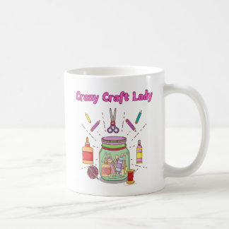 Mug Crazy Craft Lady Mug, café pour elle, cadeau,