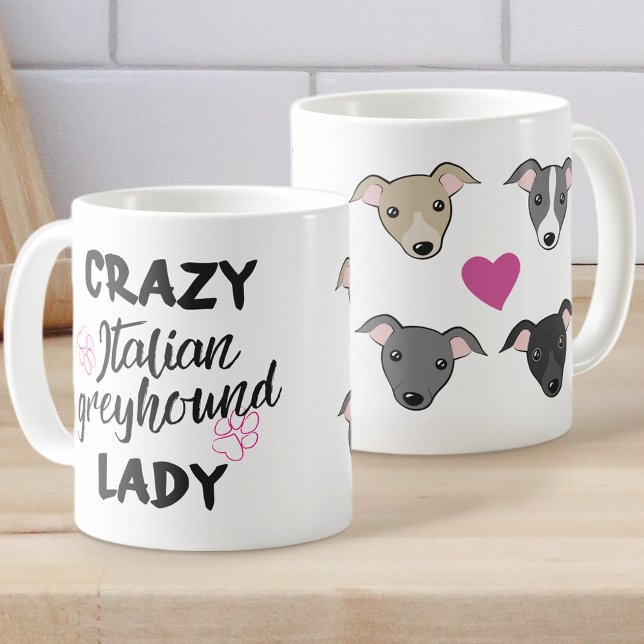 Mug Crazy Italien Greyhound dame Amoureux des chiens D (Créateur téléchargé)