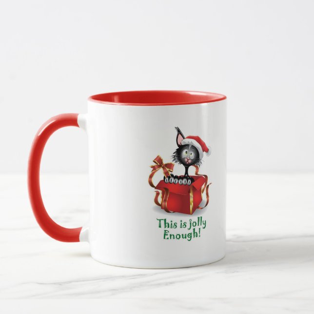 Mug Crazy Jolly Black Christmas Cat (Gauche)
