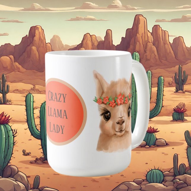 Mug Crazy llama lady ajouter un texte (Créateur téléchargé)