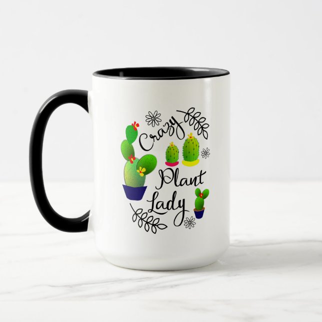 Mug Crazy Plante Lady Funny Cactus Personnalisé (Gauche)