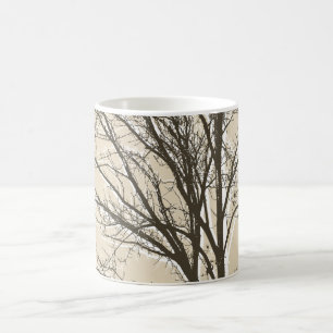 Mug Cream Beige Brown White Tree Branches