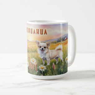 Mug Cream Chihuahua Twins au lever du soleil