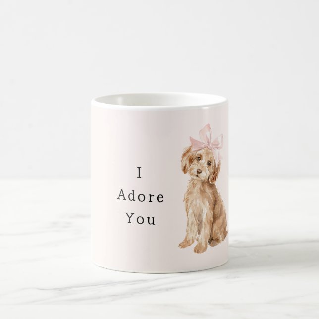 Mug Cream Dog Pink Bow Adore (Centre)