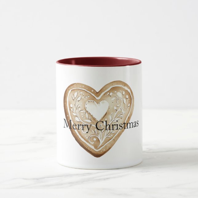 Mug Cream Gingerbread Christmas Heart (Centre)