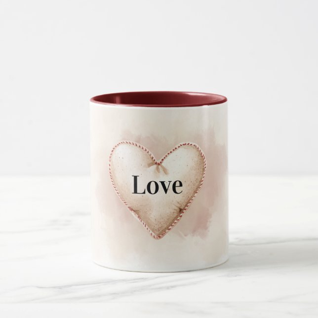 Mug Cream Heart Love Valentine's Day (Centre)