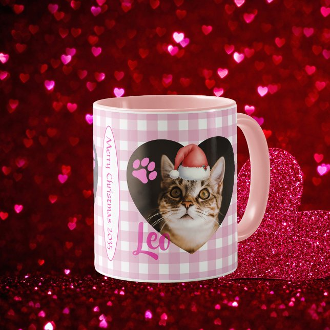 Mug Create Your Cat 2 Photo Cute Typography Christmas  (Create Your Cat 2 Photo Cute Typography Christmas Mug )