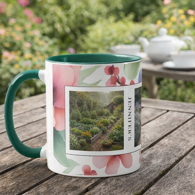 Mug Create your own garden photos monogrammed (Create your own garden photos monogrammed mug. For garden lovers.)