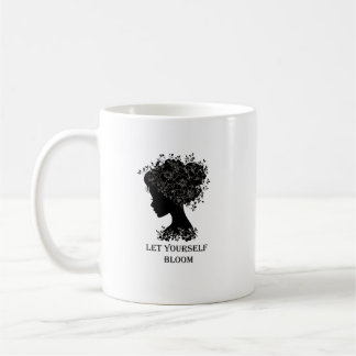 Mug Création élégante de silhouette florale noir et bl